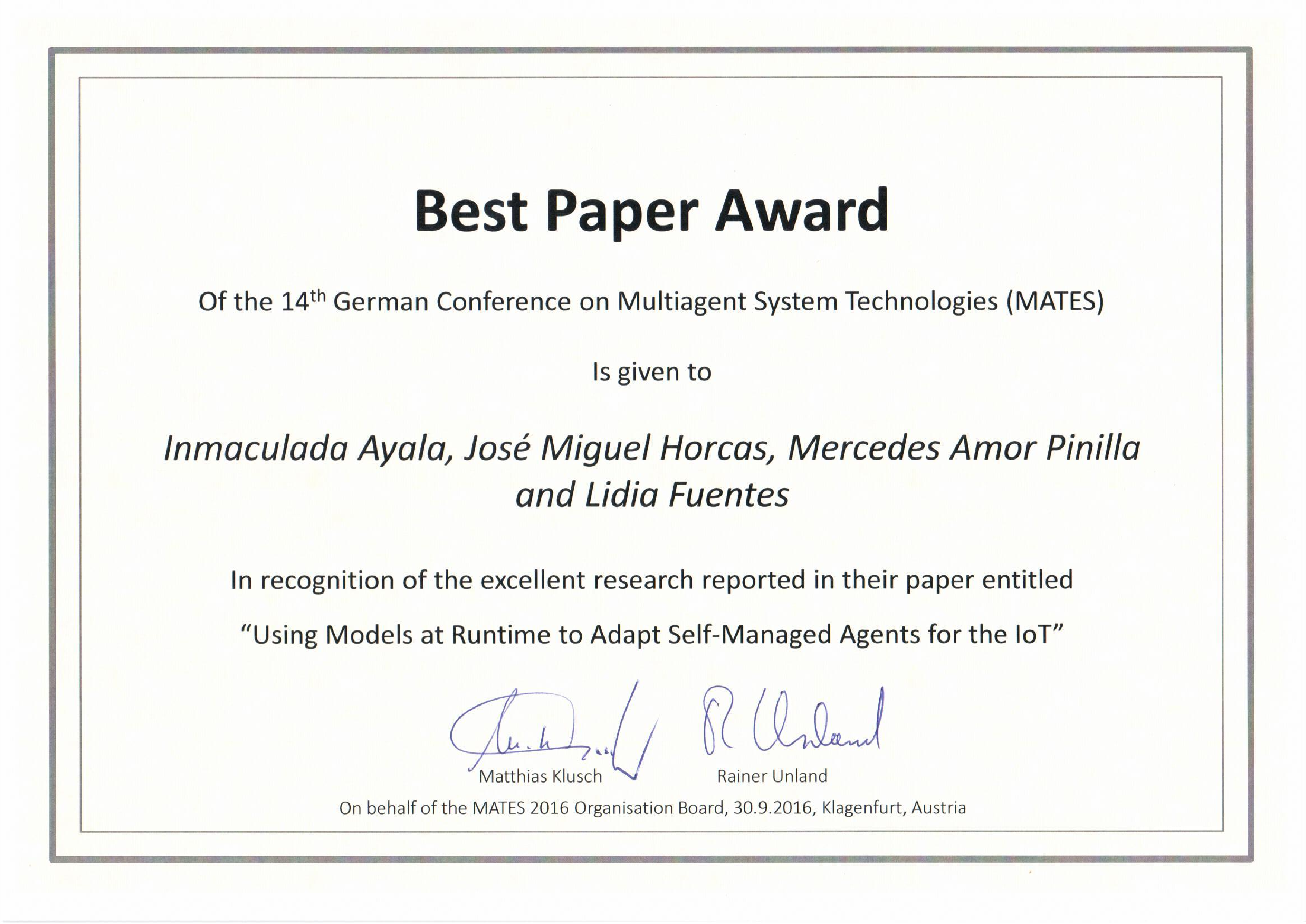Best Paper Award